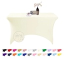 Spandex 4ft Waterproof Table Cover for Party, Wedding, Banquet, and Events (Set of 2, Ivory)