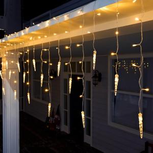 Joiedomi 416 LED Warm White Christmas Icicle Lights 78 Meteor Drops with 8 Modes 30.2 FT Clear Wire for Indoor Outdoor Holiday Dcor, Christmas Eve Night Eaves Decoration