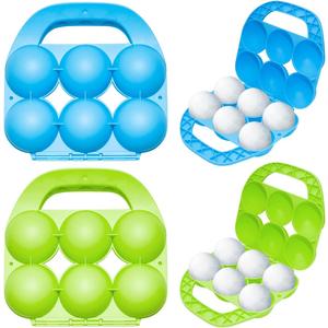 Holady 2 Pack Snowball Makers - Makes 6 Snowballs at Once - Outdoor Winter Snow Toys for Kids and Adults, Snowball Maker Tool with Handle for Snow Ball FightsBlue,Green