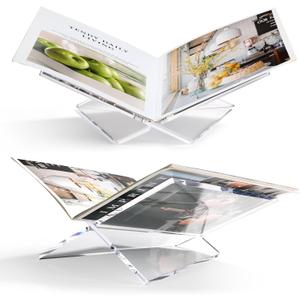 Acrylic Book Stand Large Clear Acrylic Book Holder, 12.5" x 9.5" x 5.7", Open Book Holder Stand for Display and Reading Cookbooks, Art Books, Bibles, Magazines - Home and Office
