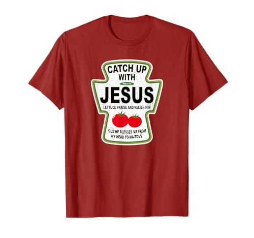 Grunge Christian Catch Up with Jesus Ketchup T-Shirt M