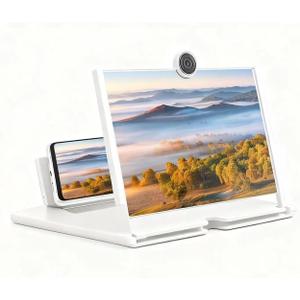 Screen Magnifier,3D HD Mobile Phone Magnifier Projector Screen Enlarger for Movies, Videos,Foldable Cell Phone Stand with Screen Amplifier,Supports All Smartphones 10 inch (White)