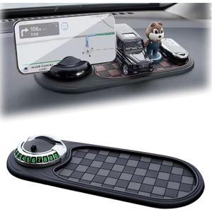 Multifunction Car Anti-Slip Mat Auto Phone Holder, Rotatable Anti Skid Car Dashboard Pad with Temporary Parking Numbe, Universal Anti-Slip Pad