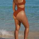 Pink Queen Women's Sexy One Piece Swimsuit Scoop Neck Cutout Waist Tummy Control Bathing Suit Swimwear (M)