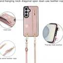 for Samsung Galaxy S26 Case with Card Holder & Wrist Strap, PU Leather Shockproof Crossbody Cover with Adjustable Shoulder Lanyard & Wristband & Kickstand for Galaxy S26 XK-Pink