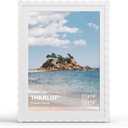 12x16 Picture Frame with Mat for 11x14, Wavy Edge Wooden Real Glass Photo Frame for Wall Hanging, White, 1 Pack