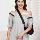 Women's Post Shoulder Surgery Tear Away Shirt Short Sleeve Side Snap Chemo Port Postpartum Shirts Adaptive Clothing (Gray, S)