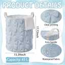 Blushtier Blue Bow Laundry Hamper Girls Room Decor Coquette Bow Plush Faux Fur Basket Kids Storage Basket Collapsible Organize Bins for Gifts Toys Blanket Clothes Nursery Bedroom (1 Pcs)