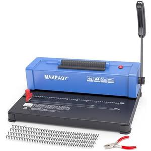 MAKEASY Spiral Binding Machine, 12 Sheets Punch Capacity, Electric Coil Insert, Book Binder Machine for A4/A5/Letter Size Paper, Comes with 100 pcs 5/16'' Coils & Pliers