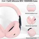Adhiper 3-in-1 Silicone Case Sweat Covers for Sony WH-1000XM6 Headphones Accessories, XM6 Cover Silicone Ear Pads Covers & Headband Cover & Ear Cups Protector, Washable & Sweatproof - Pink