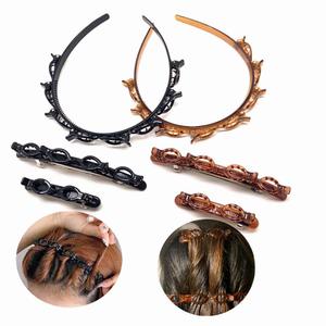 6Pcs Double Bangs Hairstyle Hairpin Headband For Girls Women Double Layer Twist Plait Headband Twister Hair Clip Tools Magic Braided Hairdressing Hairpin Korean Woven Fashion