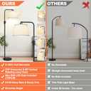 Upgraded Dimmable Floor Lamp, 1000 Lumens LED Edison Bulb Included, Arc Floor Lamps for Living Room Modern Standing Lamp with Linen Shade, Tall Lamp for Bedroom Office Dining Room- Black