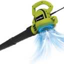 Electric Leaf Blower Corded, 7-Amp, 390CFM/ 210MPH, 2 Speed Modes, Powerful Lightweight Handheld Blowers for Lawn Care, Patio, Leaves, Dust, Snow (Green)