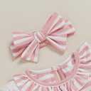 Newborn Baby Girl Christmas Outfit Santa Claus Romper Long Sleeve Striped Jumpsuit Infant Flared Pants with Headband (Pink, XS)