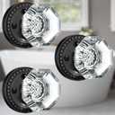 Glass Door Knobs with Lock, Matte Black Crystal Door Knobs Interior for Privacy Use, Octagon Vintage Antique Crystal Doorknob Set for Bathroom & Bedroom, 3 Pack