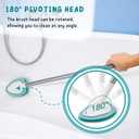 Shower Scrubber with Long Handle, 47'' Bathtub Scrub Brush, Bathroom Tub and Tile Cleaning Tool with 4 Refill Pads