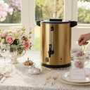 6L Coffee Urn, Hot Beverage Dispenser, Hot Water Urn, Commercial Grade Double Wall Stainless Steel, Electric Coffee Percolator, Large Coffee Maker for Party, Home, Catering, 38-Cup,Gold Color