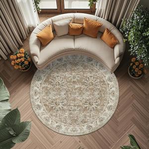 6ft Vintage Floral Round Rug, Circle Washable Rug, Taupe
Distressed Floral Design, Soft Low Pile Surface, Non Slip, Pet Friendly, Easy Care, Living Room Bedroom Diningroom Playroom