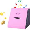 Novelty Coin Money Eating Musical Face Bank Automatic Money Saving Collection Piggy Bank for Kids Children (Pink Flat)