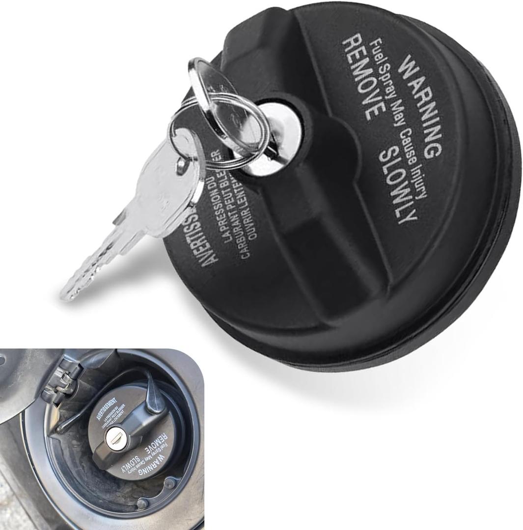 Locking Gas Cap, Fuel Tank Cap with Key, Replaces OEM 05278655AB 5278655A, Compatible with Dodge Chrysler Ram 1500 2500 3500 Journey Caravan Dakota Durango Chrysler 200 300 (Black)