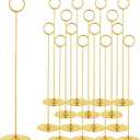 ERYTLLY 16PK Place Card Holders 12 Inch Table Number Holders Table Card Holders Steel Card Holders for Birthdays,Weddings,Photos, Food Signs, Memo Notes, Restaurants (Gold)