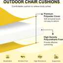 downluxe Outdoor Chair Cushions Set of 4 for Patio Furniture, Water-Resistant Patio Chair Cushions with Ties, High Density Foam Outdoor Seat Cushion, 17" X 16" X 2", Yellow