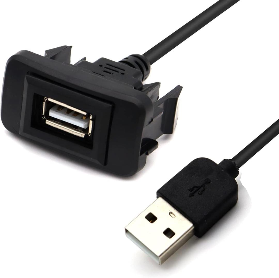 MOTONG Male to Female USB Power Port Socket Adapter for Toyota VIGO, Please Confirm The Dashboard Hole's Size Before Order(40 * 20mm)