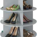 SpaceAid 5 Tier Rotating Shoe Rack Tower, Spinning Shoe Display Lazy Susan, Revolving 360 Shoe Rack Storage Round Carousel, Vertical Handbag Rotate Shoes Closet Organization (5-Tier Gray) (Grey)