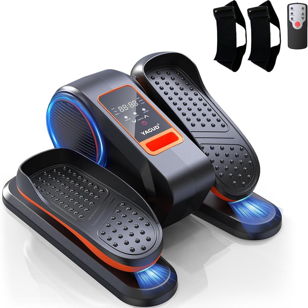 Under Desk Elliptical Machine, Electric Ellipse Leg Exerciser for Senior, 12 Adjustable Speeds Quiet and Portable Seated Pedal Exerciser for Training with Remote Control (Orange)