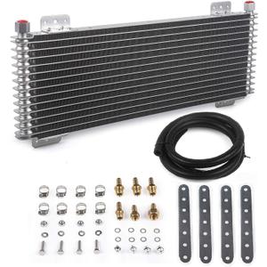 40k Transmission Oil Cooler LPD47391, Compatible with Heavy Duty 40,000 GVW Max Low Pressure Drop Trans Cooler with Mounting Hardware (Silver)
