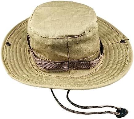 Bucket Hat Camo Hunting Wide Brim Canvas Sun Fishing Outdoor Unisex Men Cap Boonie Hats Military Summer, Light Khaki, Size: One Size-Medium