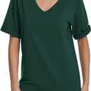Auriviz Womens Cotton Tops Basic Short Sleeve Oversized Tshirts Short Sleeve Tees Boxy Yoga Gym Workout Shirts (Green, S)
