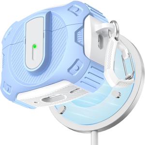 RFUNGUANGO for AirPods Pro 2 Case, Compatible with Airpods Pro Case 2nd / 1st Generation, Compatible with MagSafe, with Cleaning Kit and Keychain, Visible LED, Sky Blue