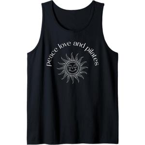 Peace Love And Pilates Meditation Instructor Pilates Tank Top (Small, Black)