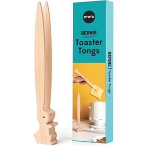 OTOTO Bernie Bunny Toaster Tongs - Rabbit Toast Tongs, Wooden Tongs for Toaster, Wooden Toaster Tongs - Multipurpose Mini Tongs for Appetizers, Wood Utensils & Cute Kitchen Gadgets