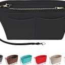 Purse Organizer Insert Felt Purse Insert Bag Organizers Multi Pockets Tote Bag in Bag for Women,Black-L