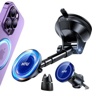 2025 Upgraded for Magsafe Car Mount80LBS Strongest Suction & Military-GradeHTU Handsfree Powerful Magnetic Cell Phone Holder for Car Dashboard Windshield for iPhone 16 15 14 Pro Max Mini (Dark Blue)