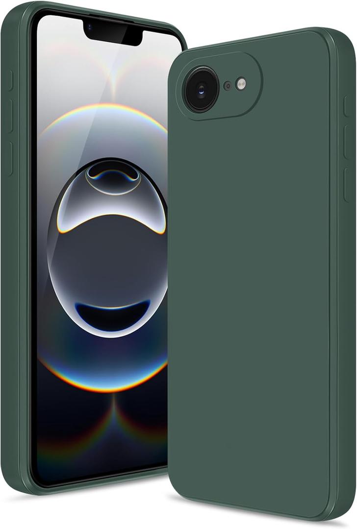 Case for iPhone 16e, Soft Silicone Case with Upgraded Camera Protection, Shockproof Slim Case Cover with Anti-Scratch Microfiber Lining, Green