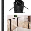Muzata Black Corner Cable Railing Post 36 Inch 36"x2"x2" T-drilled One-Post Corner Solution Surface Mount Stainless Steel Cable Railing System Kit Indoor Outdoor with Paper User Guide PS02 B34S