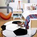 Soft Round Rugs for Bedroom, Soccer Rug for Boys Girls, Bedside Area Carpet for Kids, Soccers Lovers Home Decor Indoor Circle Carpets for Living Room, Nursery, Dorms Machine Washable,40 Inch