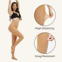 Women's 70D Soft Semi Opaque Solid Color High Waist Footed Pantyhose - Everyday Tights in Black & Nude (S-M/L-XL) (Beige, XL)