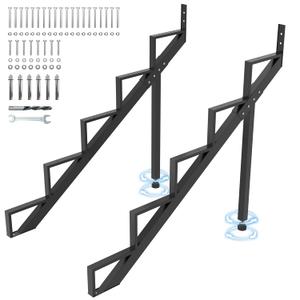 Steel Stair Step Riser 5-Step, Metal Stair Stringer with Reinforcing Support Legs, Heavy Duty Steel Stair Stringer for 42.5" Height Deck and Outdoor Steps (2 Pack)