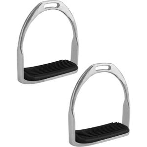QWORK Horse Riding Stirrups, Hose Saddle, Safety Stirrup, Stainless Steel English Riding Protection Saddle, Knee Ankle Stress Pain Relief, 1 Pair