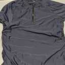 Halcurt Women's Half Zip Short Sleeve Rash Guard Swimsuit Top Ruched Swim Shirt UPF50+ Quick Dry Bathing Suit (XX-Large, Grey)