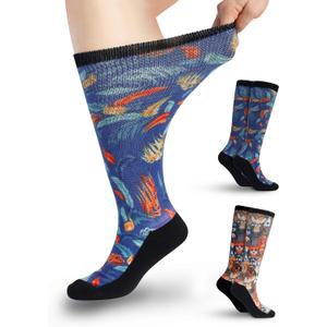 Diabetic Socks for Women & Men Extra Wide, Over The Calf Non Binding Lymphedema Neuropathy Swollen Feet for Women Men
