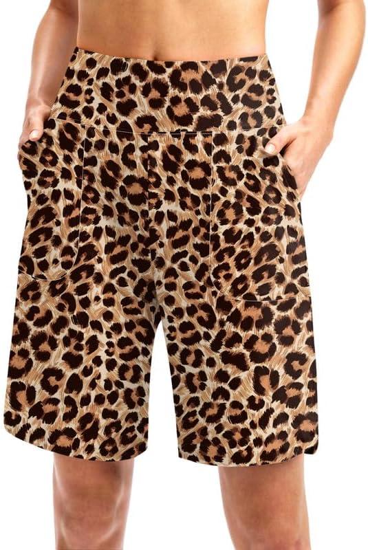 Viodia Women's 9" Long Swim Board Shorts with Pockets High Waisted Beach Swimsuits Knee Length Short for Women with Liner (XXL)