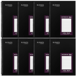 8 Pack Wirebound Business Notebook Legal Ruled Spiral Notebook 6-5/8" X 9-1/2" 8