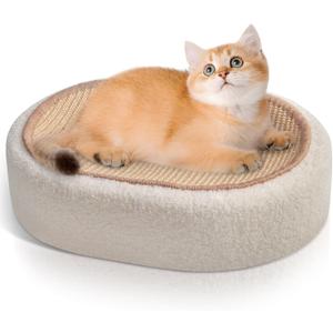 Fengsaobao Cat Scratcher Bed 2 in 1, Sisal Cat Scratching Pads Beds for Kitten, with Anti-Slip, Protect Furniture Sofa, No Debris No Mess(16.5×12.5×4in)