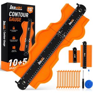 Lenski Fathers Day Dad Gifts from Daughter Wife Son, Contour Gauge Tool With Lock 10+5 Inches, Super Gauge Shape and Outline Tool for Corners and Contoured, Woodworking DIY Tools for Men Husband Dad