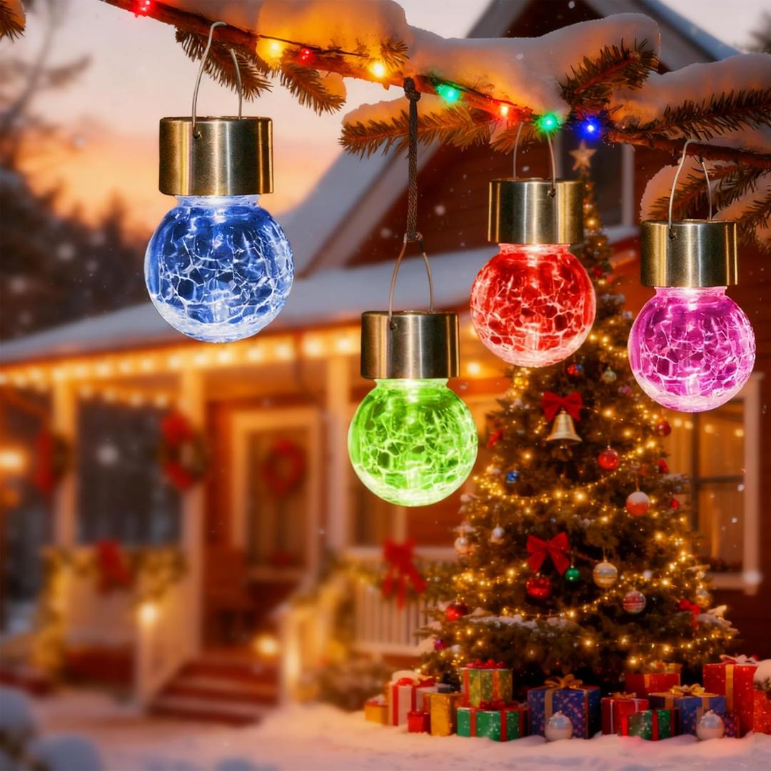 SOLPEX 12 Pack Solar Outdoor Lights Decorative, Hanging Christmas Decoration Solar Light Outdoor Solar Powered Waterproof Lights, Hanging Globe Light for Garden, Yard, Patio, Lawn(Color Changing)